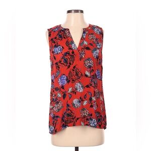 DR2 Red Sleeveless Blouse Floral